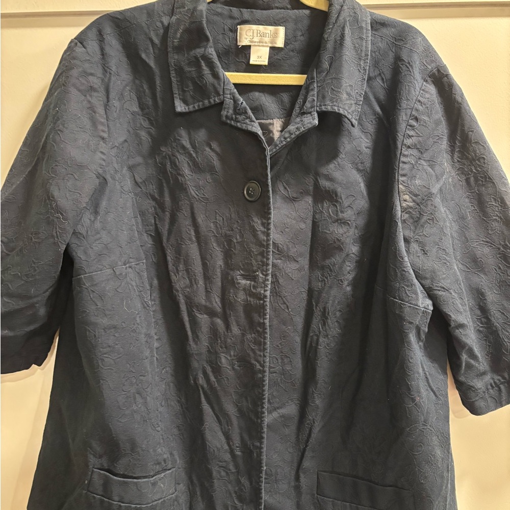 CJ Banks Blue Topper Jacker Relaxed Fit